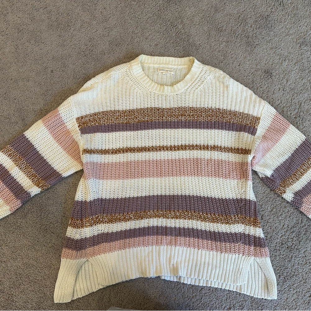 Aeropostale - Size M - Striped Women's Sweater - Cream, Pink, Brown